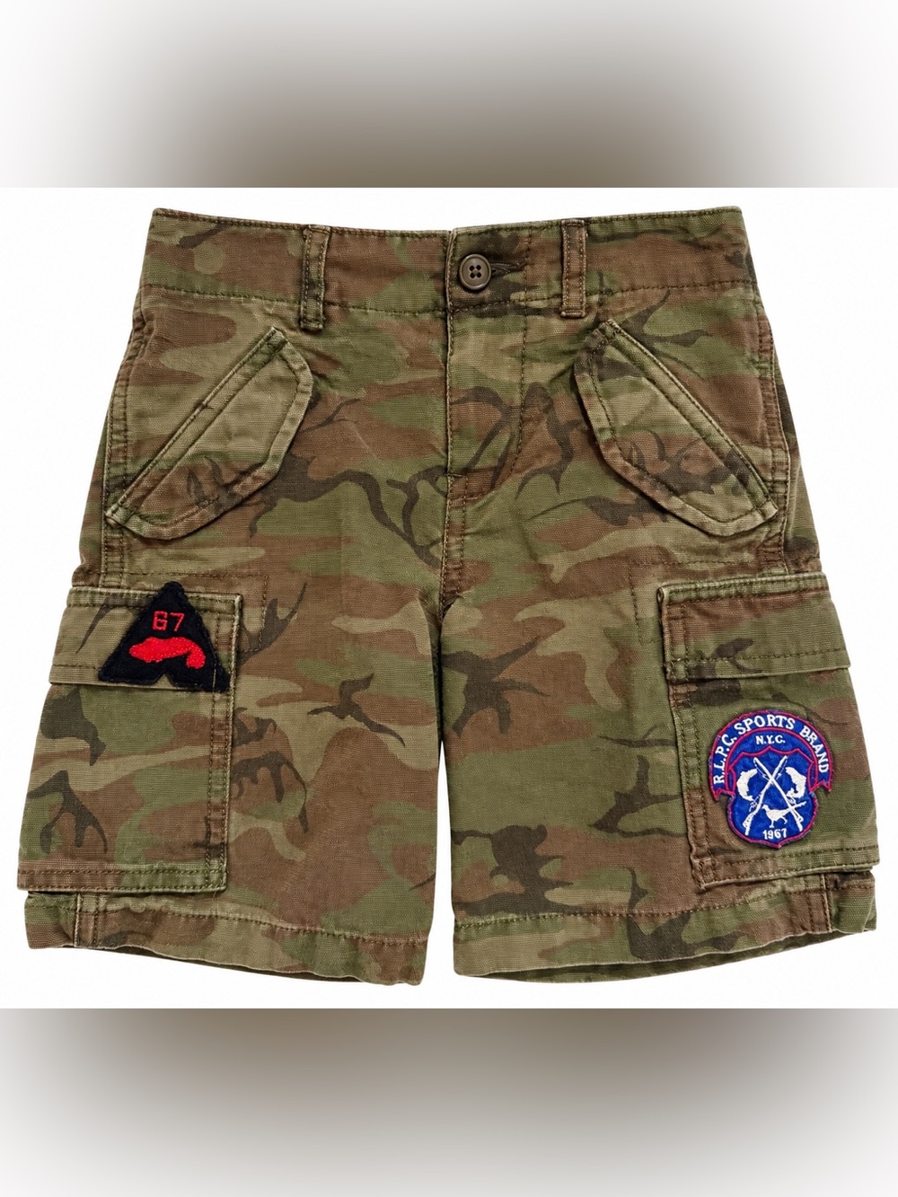 Polo Ralph Lauren Boys 4T Camo Cargo Shorts Military Patch Utility